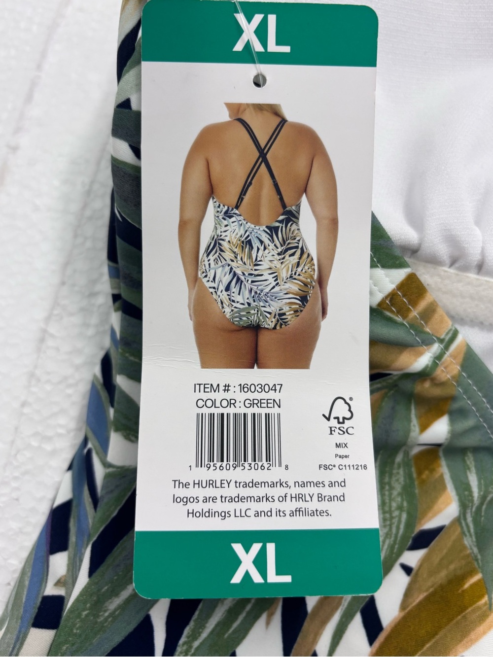 HURLEY Women's Tropical Swimsuit Size X-Large One Piece Bathing Suit NWT strappy - Picture 6 of 8